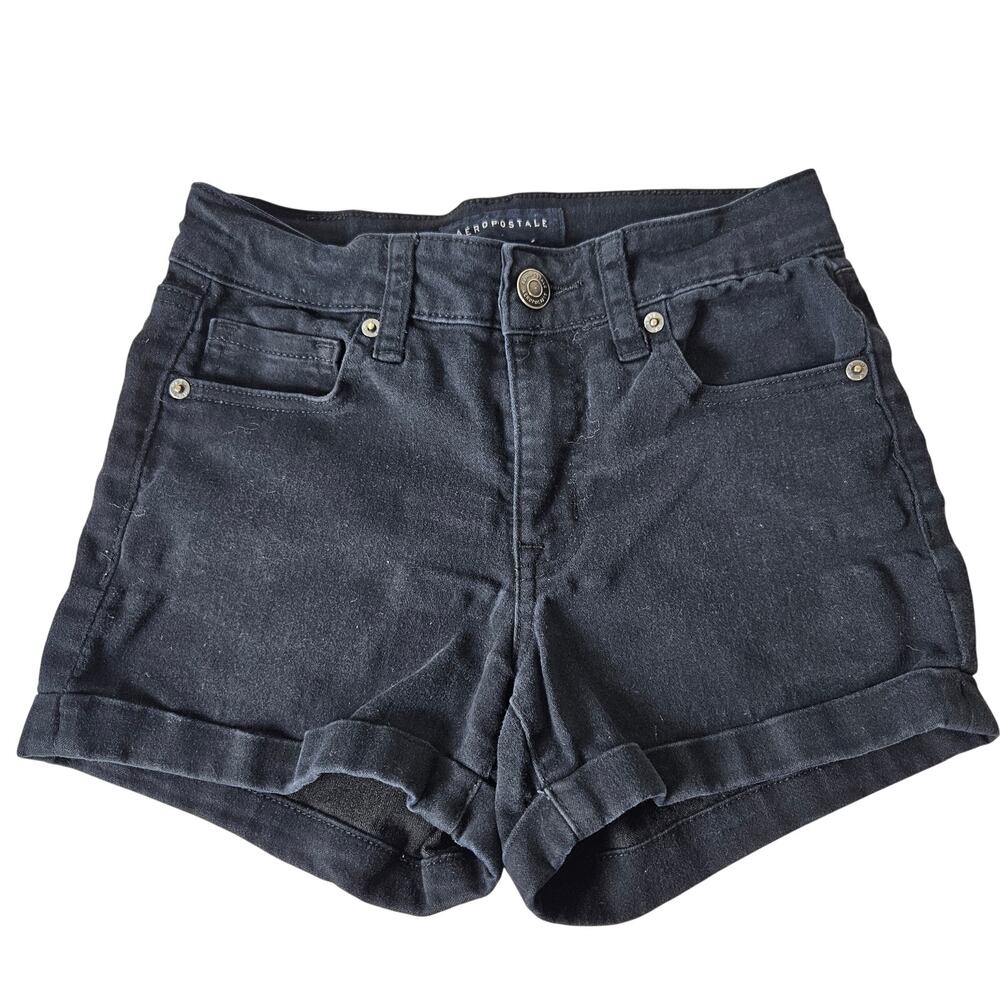 Aeropostale high rise midi black soft 3 inch shorts Size 00